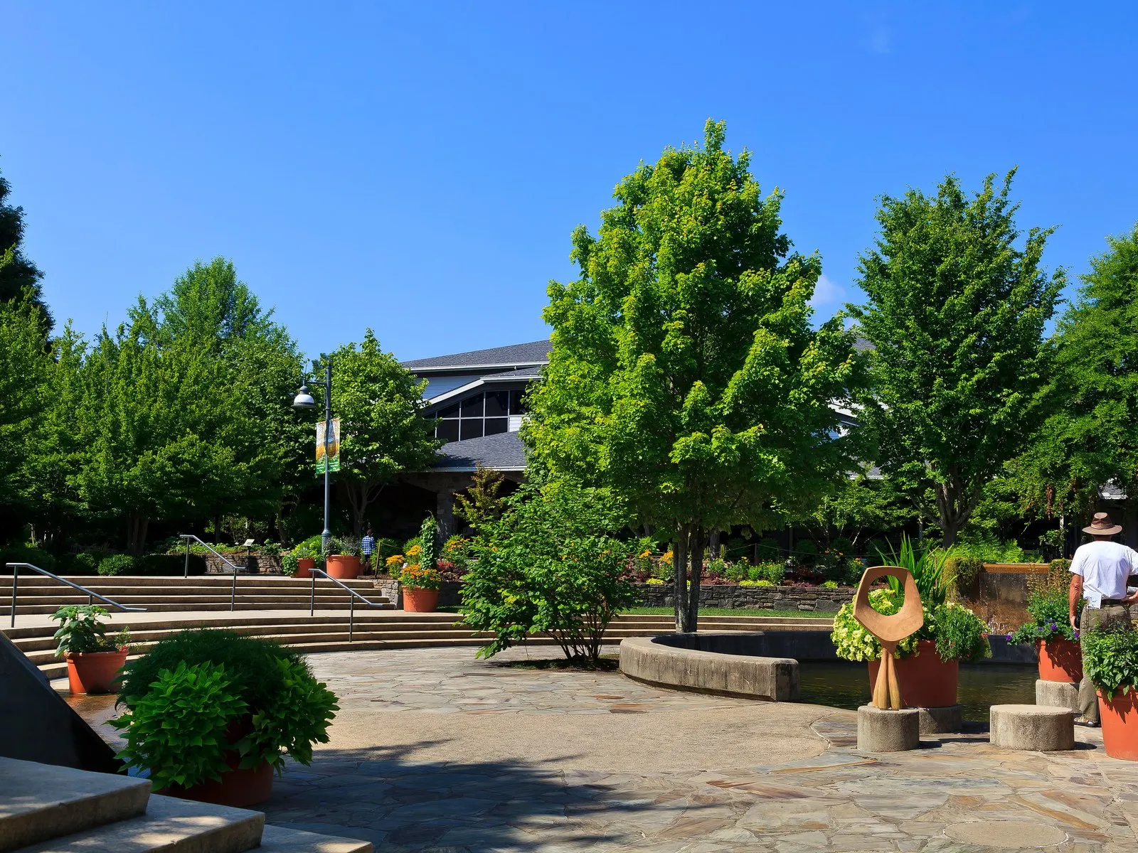 Cultivated gardens and walking paths at the North Carolina Arboretum near the northern end of the Pisgah corridor of the Blue Ridge Parkway